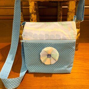 Handmade Mini Crossbody Bag with Shabby Chic Flower & Magnetic Snap Closure